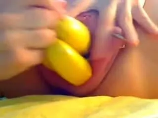 Two bananas inserted at the same time