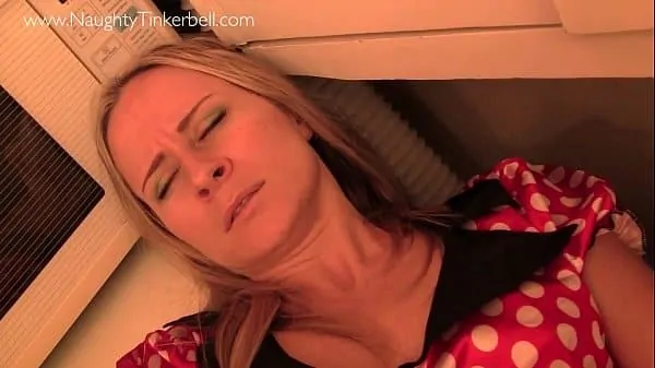 Hairy blonde inserts paint brush inside peehole